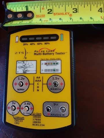 zts mini battery tester with tape rule for size